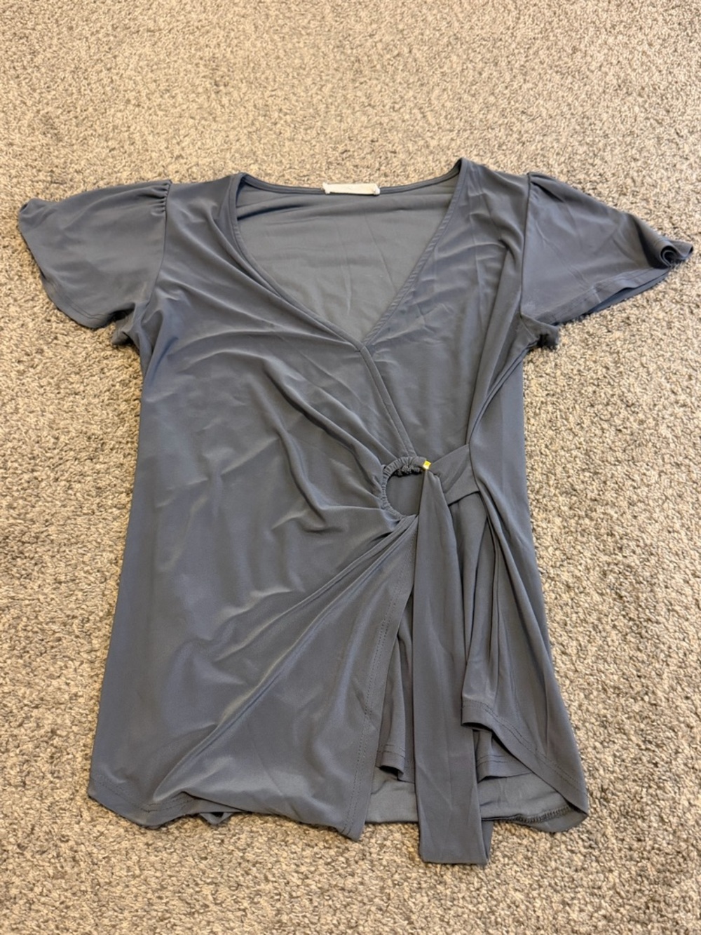 Women's Slate Twist-Front Short Sleeve Top